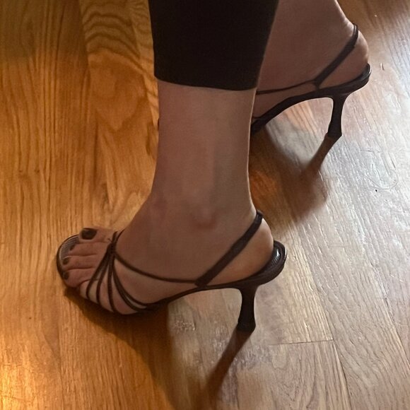 Vintage Isaac Mizrahi Lizard Print Slingback Sandals - Picture 13 of 16